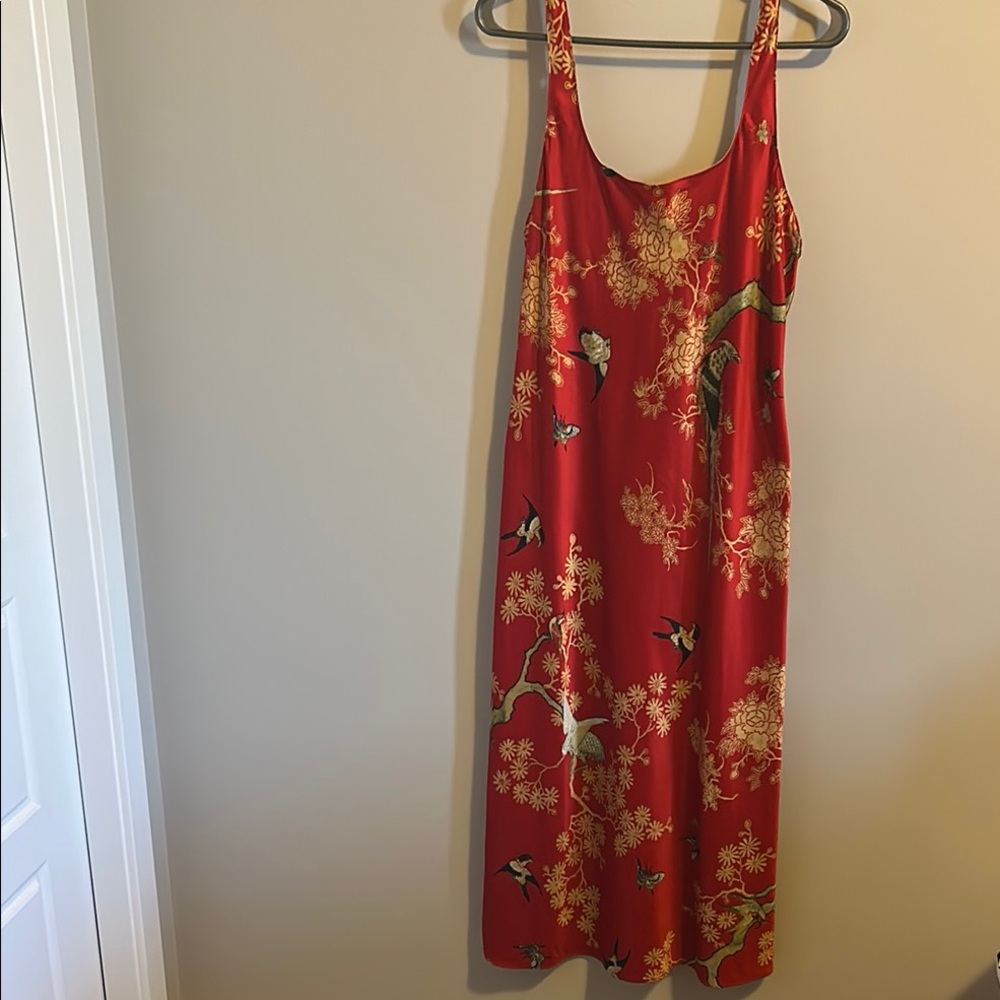 Natori Red and Gold Maxi Sundress